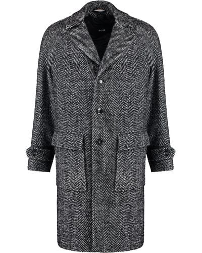 BOSS Wool Blend Coat - Grey
