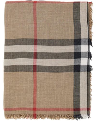 Burberry Scarf With Check Motif - Brown