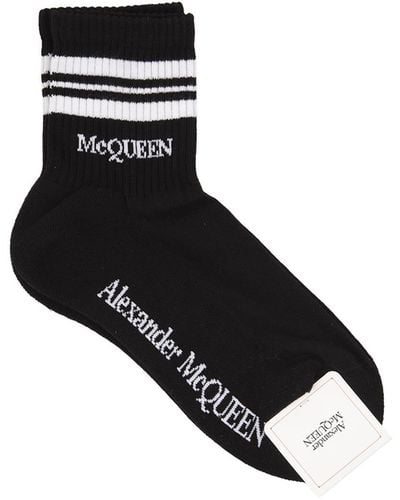 Alexander McQueen Socks With Stripes And Logo - Black