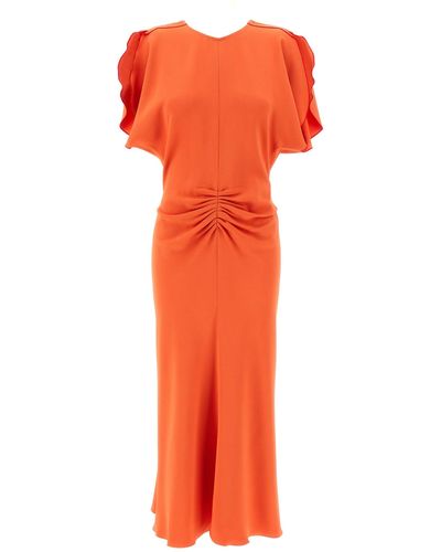 Victoria Beckham Gathered Waist Dresses - Orange