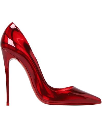 Christian Louboutin Lin Loubi Patent So Kate 100 Court Shoes - Red