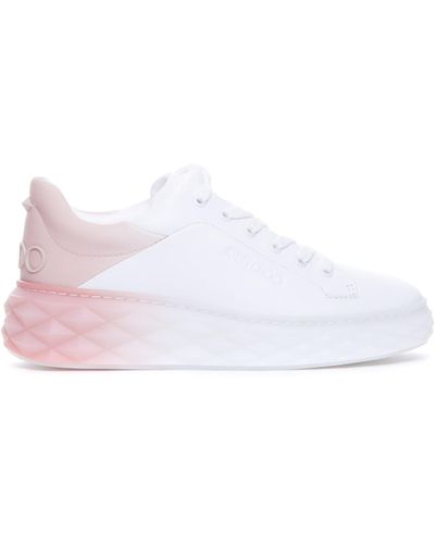 Jimmy Choo Diamond Maxi Brand-embellished Leather Low-top Trainers - White