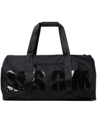 MSGM Logo-printed Zipped Holdall Bag - Black