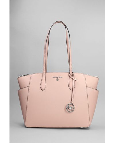 Michael Kors Marilyn Tote In Rose-pink Leather