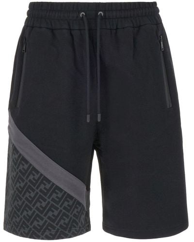 Fendi Elastic Drawstring Waist Bermuda Shorts - Gray