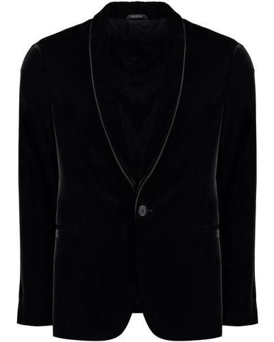 Giorgio Armani Single-breasted Velvet Jacket - Black