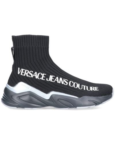 Versace Logo Socks Trainers - Black