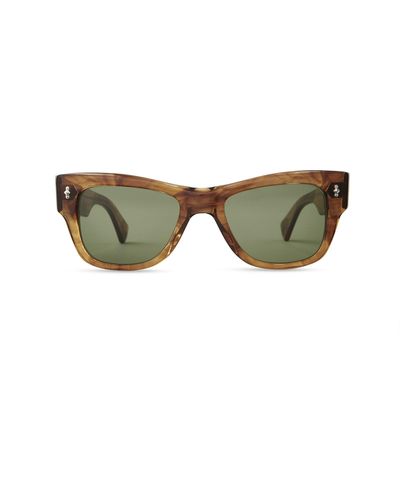 Mr. Leight Duke S Marbled Rye-12k White Gold Sunglasses - Green