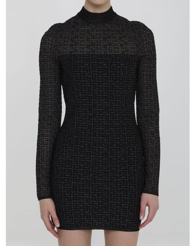 Balmain Pb Labyrinth Knit Dress - Black