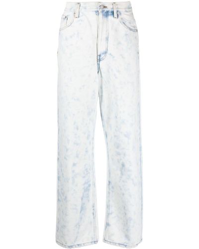 Dries Van Noten Faded Effect Wide Leg Jeans - White