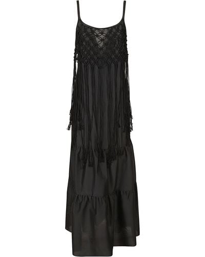 Lorena Antoniazzi Tassel Detail Sleeveless Long Dress - Black