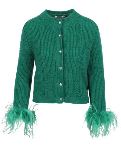 Vivetta Feathers Cuffs Mohair Cardigan - Green