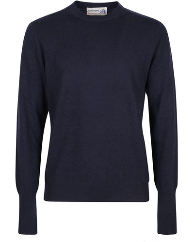 Ballantyne Plain Round Neck Sweater - Blue