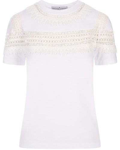 Ermanno Scervino T-Shirt With Macramé Lace - White