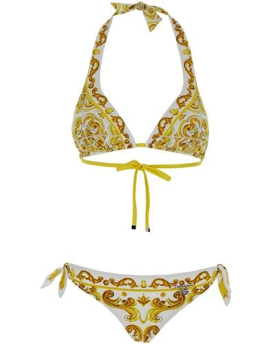 Dolce & Gabbana Bikini With Majolica Print - Metallic