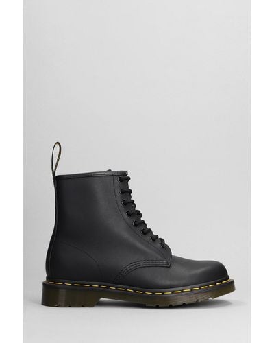 Dr. Martens 1460 Greasy Combat Boots In Black Leather