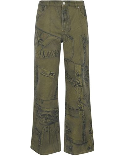 Blumarine Printed Flared Jeans - Green