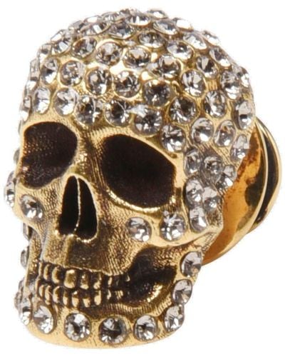 Alexander McQueen Embellished Skull Pin - Metallic