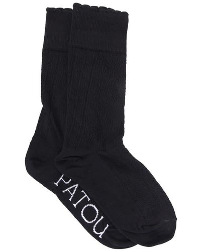 Patou Perforated Cotton Socks - Black