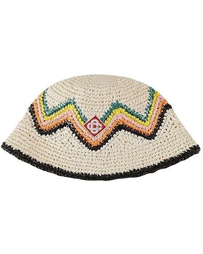 Casablanca Logo Patch Zigzag Interrwoven Bucket Hat - White