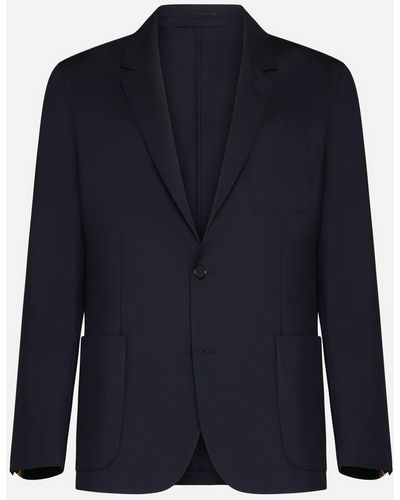 Paul Smith Single-breasted Wool Blazer - Blue