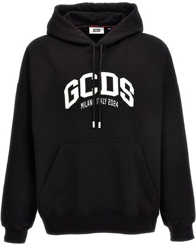 Gcds Logo Embroidery Hoodie Sweatshirt - Black