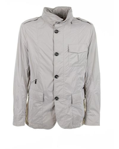 Moorer Spring Jacket With Pockets And Buttons - Gray
