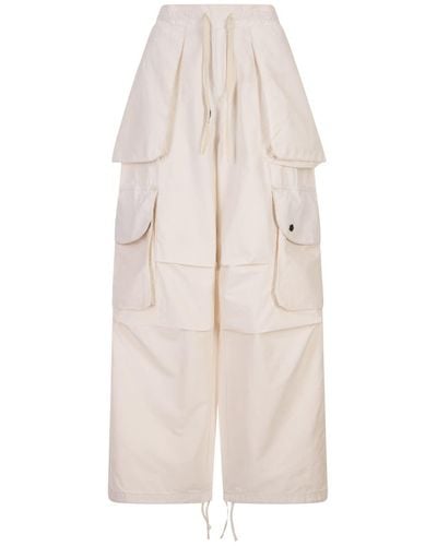 A PAPER KID Cargo Trousers With Logo - White