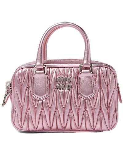Matelassé leather shoulder bag in pink - Miu Miu | Mytheresa
