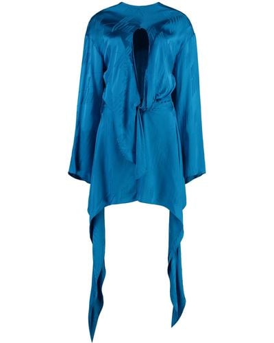 The Attico Louise Silk Mini Dress - Blue