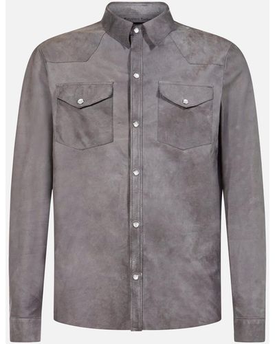 Salvatore Santoro Leather Shirt - Gray