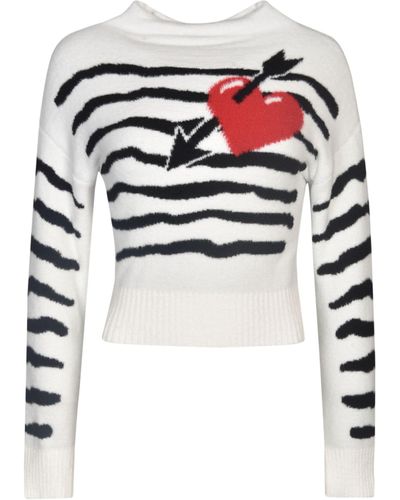 Philosophy Di Lorenzo Serafini Heart Embroidered Zebra Stripe Pullover - White