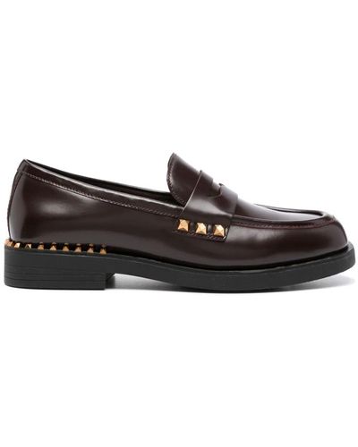 Ash Whisper Studded Leather Loafers - Black