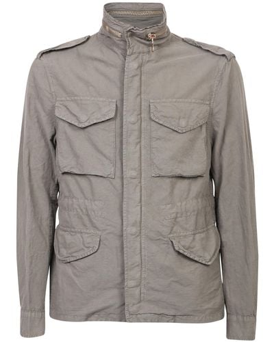 Original Vintage Style Flap Pockets Jacket - Grey
