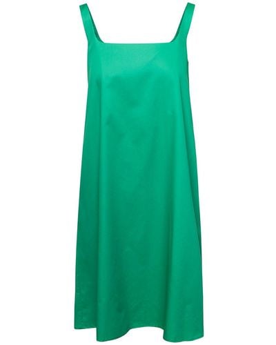 Douuod Mini Emerald Dress With Square Neckline - Green