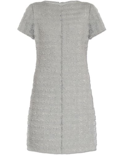 Gucci Tweed Dress With Belt - Gray