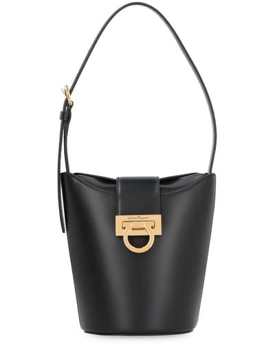 Ferragamo Trifolio Small Leather Shoulder Bag - Black
