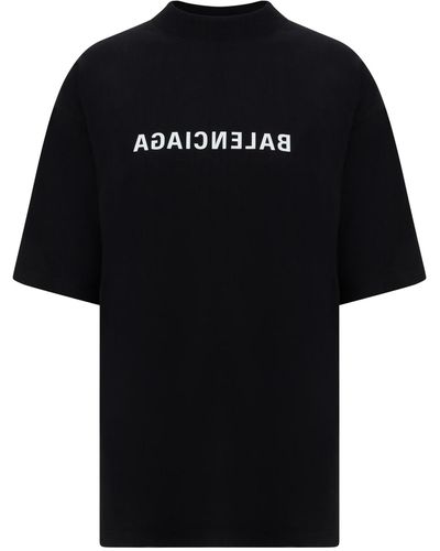 Balenciaga Logo Cotton T-shirt - Black