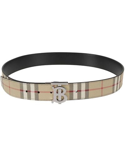 Burberry Tb Buckled Check Belt - Black