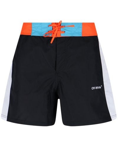 Off-White c/o Virgil Abloh Logo Swim Shorts - Blue