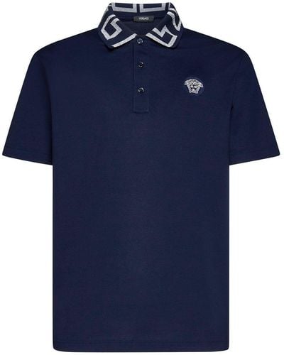 Versace Medusa Embroidered Polo Shirt - Blue
