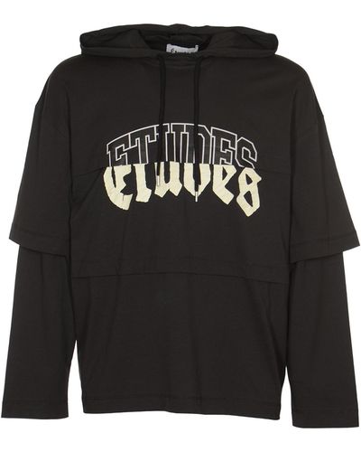 Etudes Studio Layered Logo Hooded T-Shirt - Black