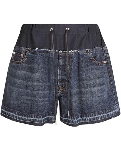 Sacai Double-Layered Denim Shorts - Blue