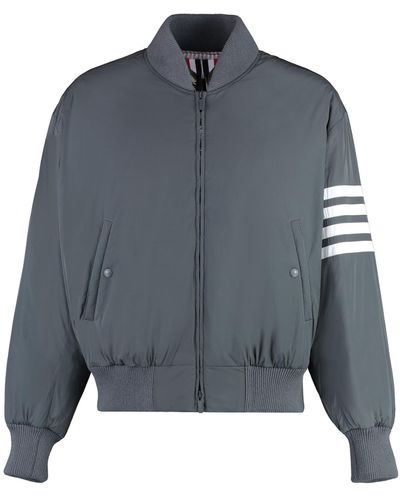 Thom Browne Bomber Jacket In Technical Fabric - Grey