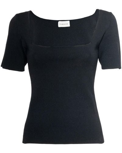 P.A.R.O.S.H. Short-sleeved Square Neck Top - Black