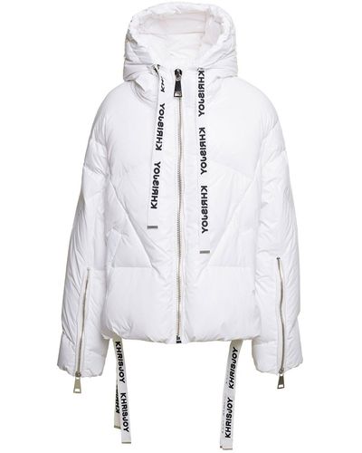 Khrisjoy White 'puff Khris Iconic' Oversized Down Jacket With Hood In Polyester Woman