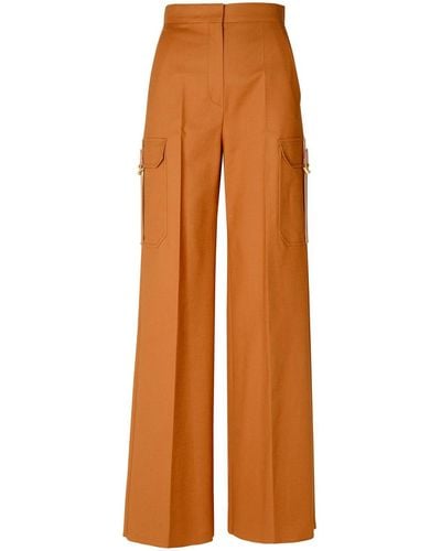 Max Mara 'Edda' Cotton Blend Leather Cargo Pants - Orange