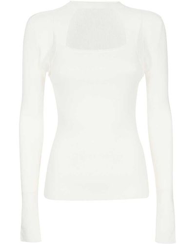 Dondup Knitted Viscosa-Blend Top - White
