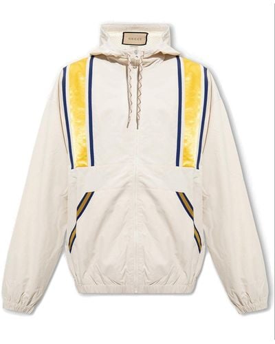 Gucci Striped Detail Hooded Jacket - Natural