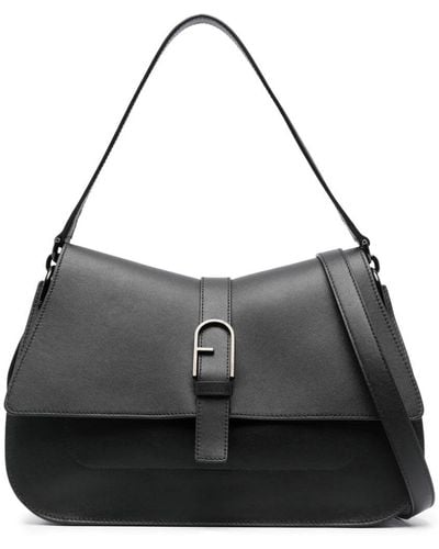 Furla Flow Large Top Handle Bags - Black